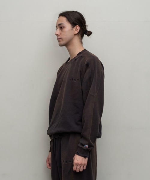 Russell Athletic（ラッセルアスレティック）の「【BAL（バル）/2024春夏】BAL / RUSSELL ATHLETIC HIGH COTTON DISTRESSED CREW（スウェット・メンズ・アイボリー/ブラック・1/2/3）」の8枚目の写真