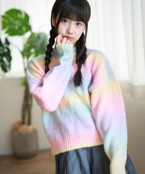 STREULE スキーセット　グラデーションカラー　140 ssstein / シュタイン】GLITTER FUR KNIT GRADATION CREW NECK