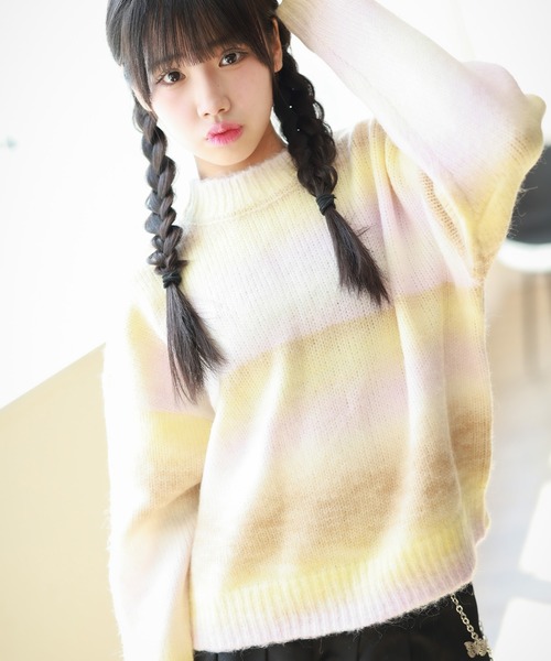 STREULE スキーセット　グラデーションカラー　140 ssstein / シュタイン】GLITTER FUR KNIT GRADATION CREW NECK
