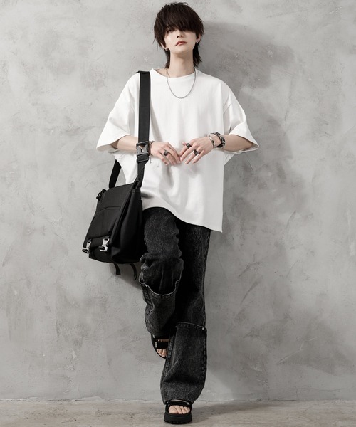 ADRER（アドラー）の「extra quality cotton punch dolman T shirt / エクストラクオリティコットンポンチドルマンTシャツ（Tシャツ/カットソー・メンズ・ホワイト/ブラック/ミント/ライトグレー/チャコールグレー/グレイッシュブルー/ブラック系その他・SMALL/X-SMALL/LARGE/MEDIUM）」の11枚目の写真