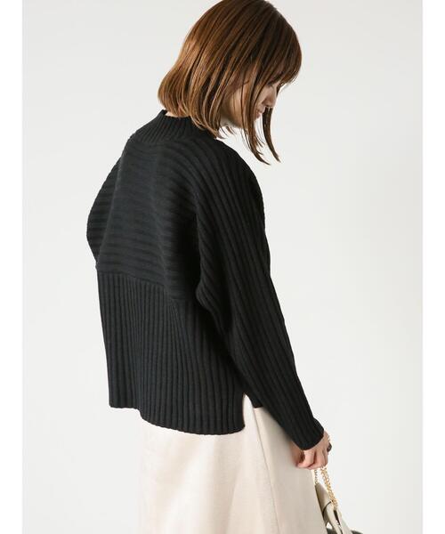 Lugnoncure（ルノンキュール）の「ワイドリブ切替ボトルネックニット（ニット/セーター・レディース・ピンク/ブルー/オフホワイト/ブラック/ミント・F）」の3枚目の写真