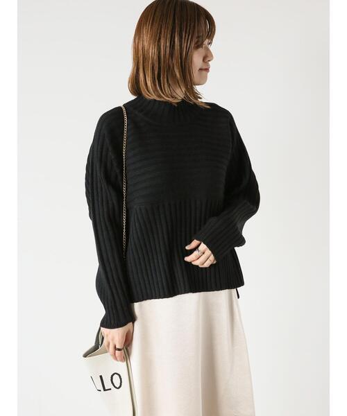 Lugnoncure（ルノンキュール）の「ワイドリブ切替ボトルネックニット（ニット/セーター・レディース・ピンク/ブルー/オフホワイト/ブラック/ミント・F）」の18枚目の写真
