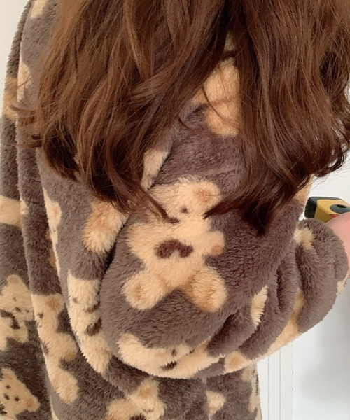 VitaFelice(ヴィータフェリーチェ)の「くまプリント ルームウエア パジャマ 【2点セット】(ルームウェア/パジャマ・レディース・ホワイト/ブラウン・FREE)」の12枚目の写真