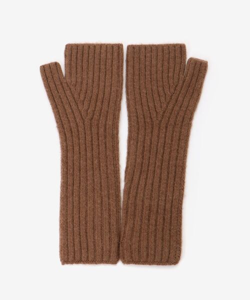 le.coeur blanc（ルクールブラン）の「リブニットフィンガーレスグローブ（手袋・レディース・キャメル/ライトグレー・FREE）」の4枚目の写真