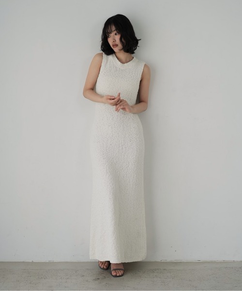 セール】ロング ニット ドレス ノースリーブ ワンピース