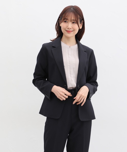 Honeys(ハニーズ)の「ウォッシャブルストレッチテーラードジャケット(テーラードジャケット・レディース・アイボリー/ブラック/杢グレー/ベージュ/ダークネイビー・S/M/L/LL/3L)」の18枚目の写真