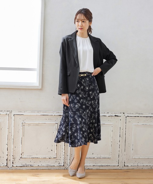 Honeys(ハニーズ)の「ウォッシャブルストレッチテーラードジャケット(テーラードジャケット・レディース・アイボリー/ブラック/杢グレー/ベージュ/ダークネイビー・S/M/L/LL/3L)」の13枚目の写真