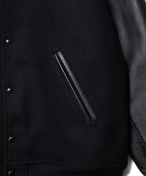 COOTIE PRODUCTIONS（クーティープロダクションズ）の「Wool Melton Error Fit Stadium Jacket（スタジャン・メンズ・ブラック×ブラック/ブラック×ホワイト・MEDIUM/LARGE/SMALL）」の7枚目の写真