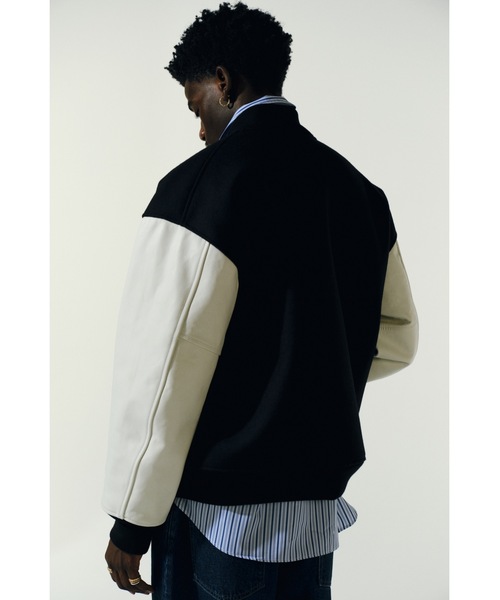 COOTIE PRODUCTIONS（クーティープロダクションズ）の「Wool Melton Error Fit Stadium Jacket（スタジャン・メンズ・ブラック×ブラック/ブラック×ホワイト・MEDIUM/LARGE/SMALL）」の6枚目の写真