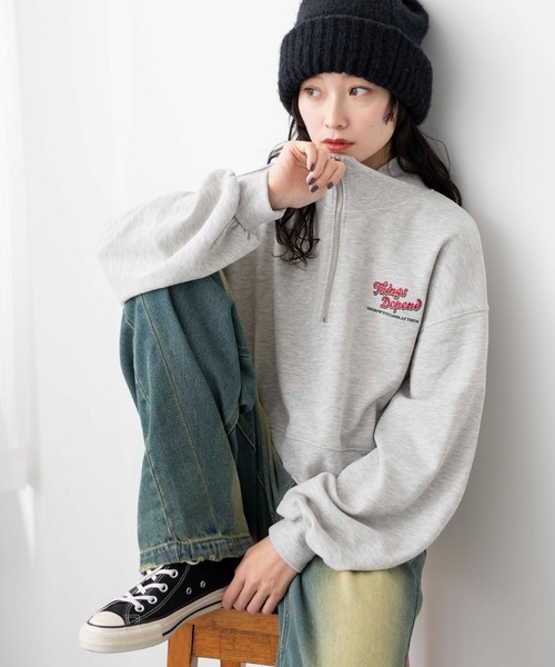 WEGO（ウィゴー）の「WEGO/ハーフジップショートスウェット（スウェット・レディース・オフホワイト/ブルー/レッド/その他2/その他1/杢グレー/ブルー系その他/ライトイエロー/その他3/その他4/ホワイト系その他/その他5/その他6・FREE）」の8枚目の写真