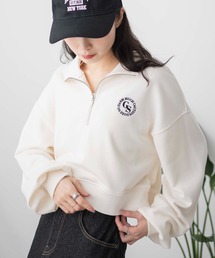 WEGO/ハーフジップショートスウェット