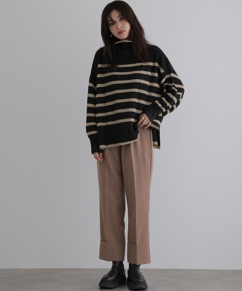 ハイネックボーダーニット（ニット/セーター）｜ElegChic（エレグシック）