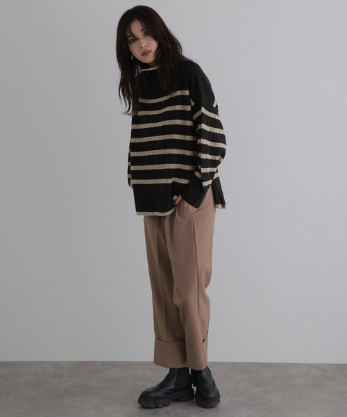 ElegChic(エレグシック)の「ハイネックボーダーニット(ニット/セーター・レディース・ブラック系その他2/ホワイト系その他/ブラック系その他・M/XL/4L)」の11枚目の写真