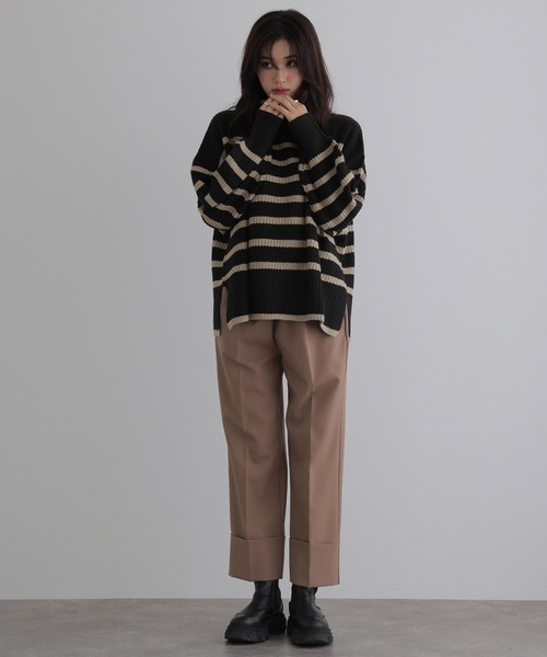 ElegChic(エレグシック)の「ハイネックボーダーニット(ニット/セーター・レディース・ブラック系その他2/ホワイト系その他/ブラック系その他・M/XL/4L)」の20枚目の写真