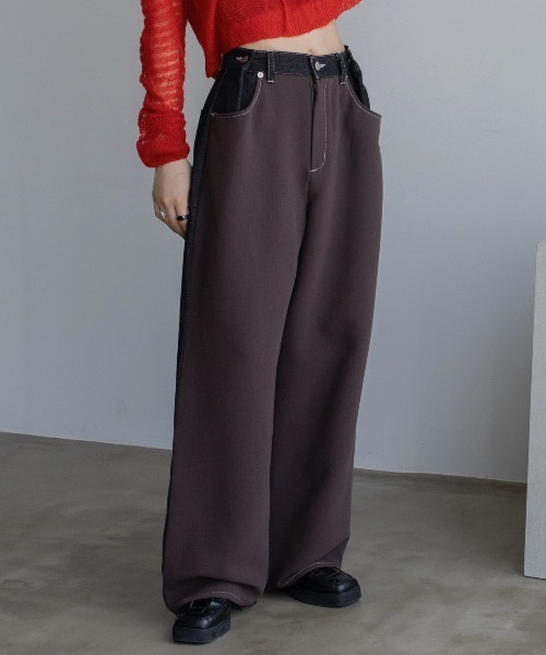 VACANCY（ヴァカンシー）の「デニム配色スラックスパンツ（デニムパンツ・レディース・ブルー/ブラック/ブラウン・SMALL/MEDIUM/LARGE）」の3枚目の写真