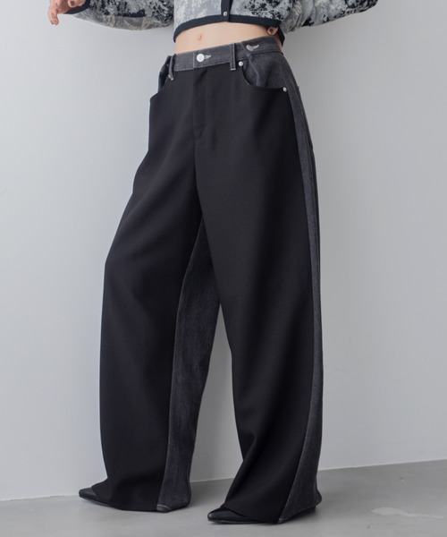 VACANCY（ヴァカンシー）の「デニム配色スラックスパンツ（デニム