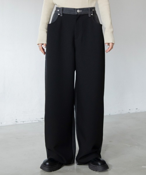 VACANCY（ヴァカンシー）の「デニム配色スラックスパンツ（デニムパンツ・レディース・ブルー/ブラック/ブラウン・SMALL/MEDIUM/LARGE）」の4枚目の写真