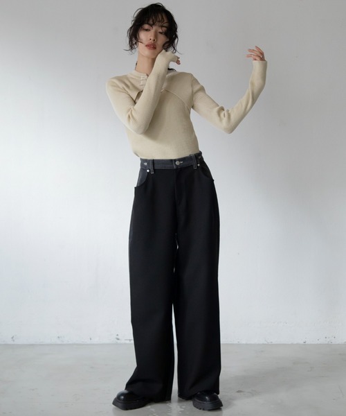 VACANCY（ヴァカンシー）の「デニム配色スラックスパンツ（デニムパンツ・レディース・ブルー/ブラック/ブラウン・SMALL/MEDIUM/LARGE）」の10枚目の写真