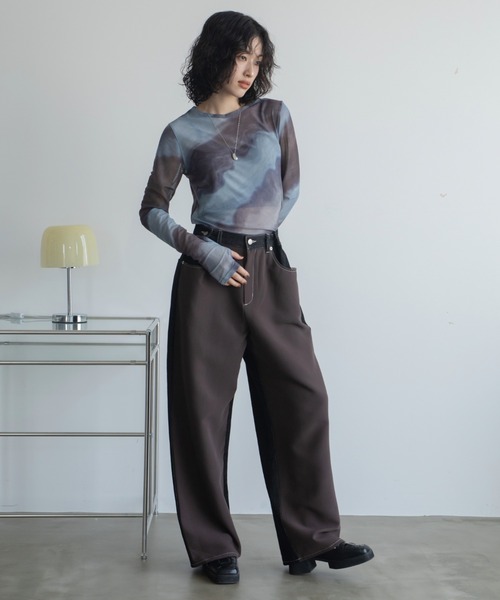 VACANCY（ヴァカンシー）の「デニム配色スラックスパンツ（デニムパンツ・レディース・ブルー/ブラック/ブラウン・SMALL/MEDIUM/LARGE）」の17枚目の写真