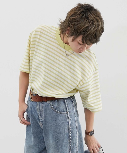 ビッグシルエット 大人 ボーダー 半袖Tシャツ（Tシャツ