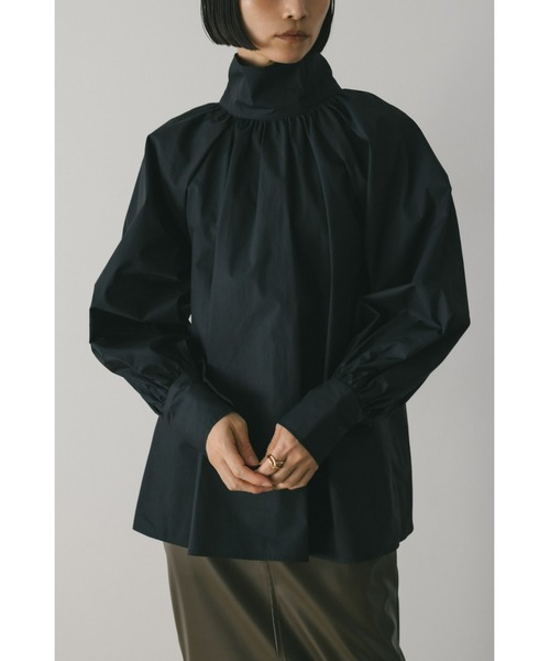 STYLEMIXER（スタイルミキサー）の「ハイネックギャザーブラウス（シャツ/ブラウス・レディース・サックスブルー/ホワイト/ブラック・FREE）」の2枚目の写真