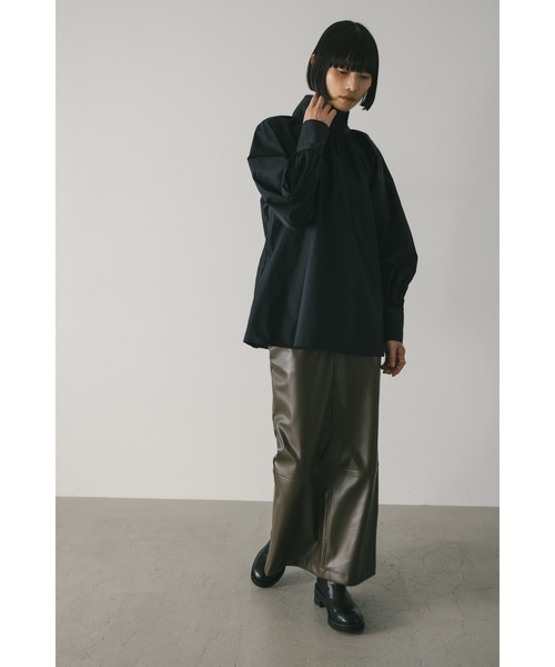 STYLEMIXER（スタイルミキサー）の「ハイネックギャザーブラウス（シャツ/ブラウス・レディース・サックスブルー/ホワイト/ブラック・FREE）」の14枚目の写真