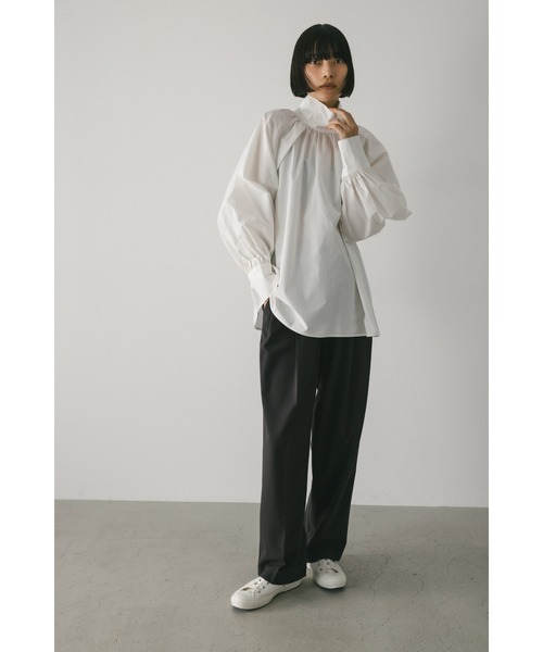 STYLEMIXER（スタイルミキサー）の「ハイネックギャザーブラウス（シャツ/ブラウス・レディース・サックスブルー/ホワイト/ブラック・FREE）」の5枚目の写真