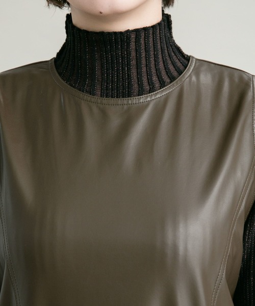 KBF（ケイビーエフ）の「フェイクレザージャンパースカート（ワンピース・レディース・チャコールグレー/ブラウン・36/38）」の22枚目の写真