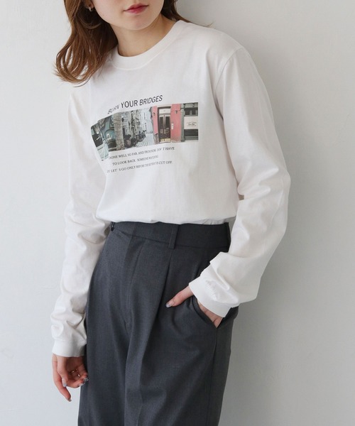 HER CLOSET（ハークローゼット）の「【HER CLOSET】累計1万枚販売！WEB限定フォトプリントロゴロンT WEB LIMITED PHOTO PRINT LOGO LONG TEE（Tシャツ/カットソー・レディース・ホワイト/ホワイト系その他/ホワイト系その他2/ホワイト系その他4/ホワイト系その他3/ブラック/ブラック系その他・M/S/L）」の16枚目の写真