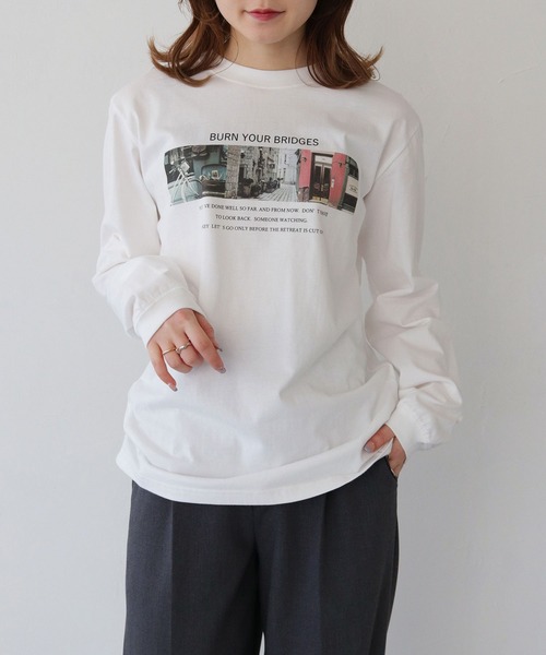 HER CLOSET（ハークローゼット）の「【HER CLOSET】累計1万枚販売！WEB限定フォトプリントロゴロンT WEB LIMITED PHOTO PRINT LOGO LONG TEE（Tシャツ/カットソー・レディース・ホワイト/ホワイト系その他/ホワイト系その他2/ホワイト系その他4/ホワイト系その他3/ブラック/ブラック系その他・M/S/L）」の17枚目の写真