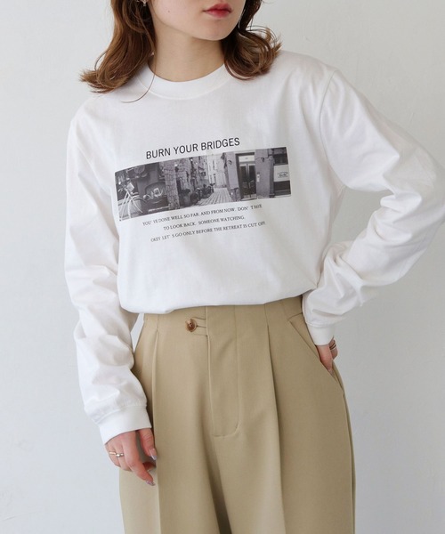 HER CLOSET（ハークローゼット）の「【HER CLOSET】累計1万枚販売！WEB限定フォトプリントロゴロンT WEB LIMITED PHOTO PRINT LOGO LONG TEE（Tシャツ/カットソー・レディース・ホワイト/ホワイト系その他/ホワイト系その他2/ホワイト系その他4/ホワイト系その他3/ブラック/ブラック系その他・M/S/L）」の8枚目の写真