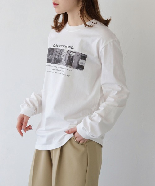 HER CLOSET（ハークローゼット）の「【HER CLOSET】累計1万枚販売！WEB限定フォトプリントロゴロンT WEB LIMITED PHOTO PRINT LOGO LONG TEE（Tシャツ/カットソー・レディース・ホワイト/ホワイト系その他/ホワイト系その他2/ホワイト系その他4/ホワイト系その他3/ブラック/ブラック系その他・M/S/L）」の11枚目の写真
