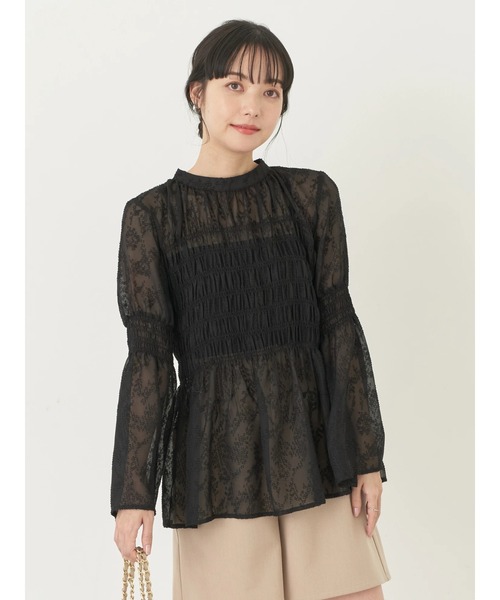 earth music&ecology(アースミュージックアンドエコロジー)の「ジャガードシャーリングプルオーバー(Tシャツ/カットソー・レディース・アイボリー/ブラック/サックスブルー・FREE)」の16枚目の写真