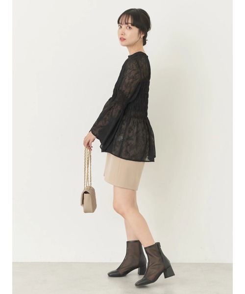 earth music&ecology(アースミュージックアンドエコロジー)の「ジャガードシャーリングプルオーバー(Tシャツ/カットソー・レディース・アイボリー/ブラック/サックスブルー・FREE)」の15枚目の写真