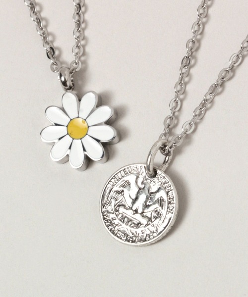 RAGEBLUE(レイジブルー)の「フラワー/コインモチーフチェーンネックレス(ネックレス・メンズ・ホワイト/その他1/オフホワイト・FREE)」の6枚目の写真