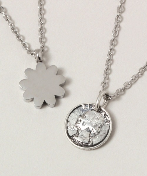 RAGEBLUE(レイジブルー)の「フラワー/コインモチーフチェーンネックレス(ネックレス・メンズ・ホワイト/その他1/オフホワイト・FREE)」の7枚目の写真