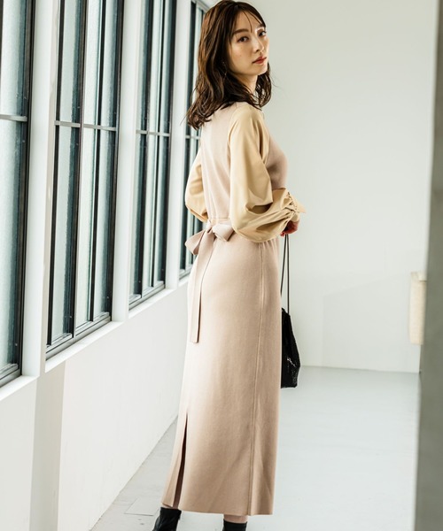 【セール】ソデフハクニットワンピース100827（ワンピース）｜Andemiu（アンデミュウ）