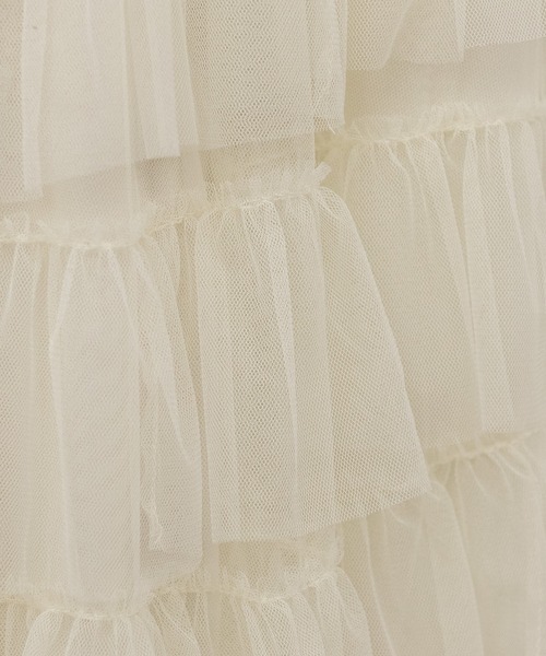 pumpkin port（パンプキンポート）の「段フリルのチュールロングスカート（スカート・レディース・ブラック/アイボリー/グレー/ベージュ・MEDIUM/LL/L/M）」の19枚目の写真