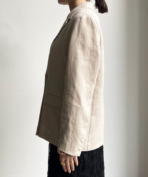 DouDou(ドゥドゥ)の「リネンジャケット(テーラードジャケット・レディース・ベージュ/ブラック・FREE)」の22枚目の写真