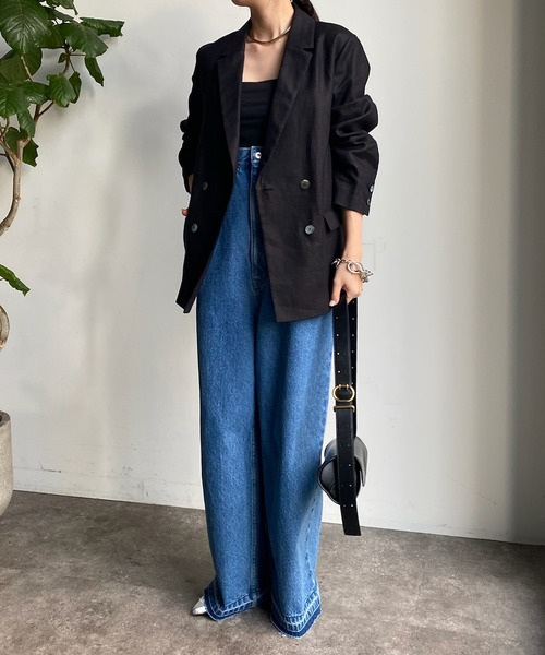 DouDou(ドゥドゥ)の「リネンジャケット(テーラードジャケット・レディース・ベージュ/ブラック・FREE)」の12枚目の写真