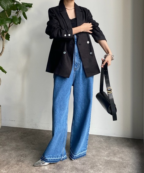 DouDou(ドゥドゥ)の「リネンジャケット(テーラードジャケット・レディース・ベージュ/ブラック・FREE)」の15枚目の写真