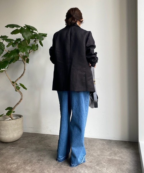 DouDou(ドゥドゥ)の「リネンジャケット(テーラードジャケット・レディース・ベージュ/ブラック・FREE)」の13枚目の写真