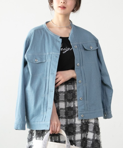 M.deux（エムドゥ）の「◎ストレッチデニムジャケット◎（デニムジャケット・レディース・オフホワイト/サックスブルー・MEDIUM）」の16枚目の写真