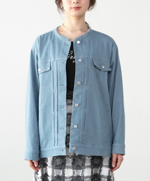 M.deux（エムドゥ）の「◎ストレッチデニムジャケット◎（デニムジャケット・レディース・オフホワイト/サックスブルー・MEDIUM）」の12枚目の写真