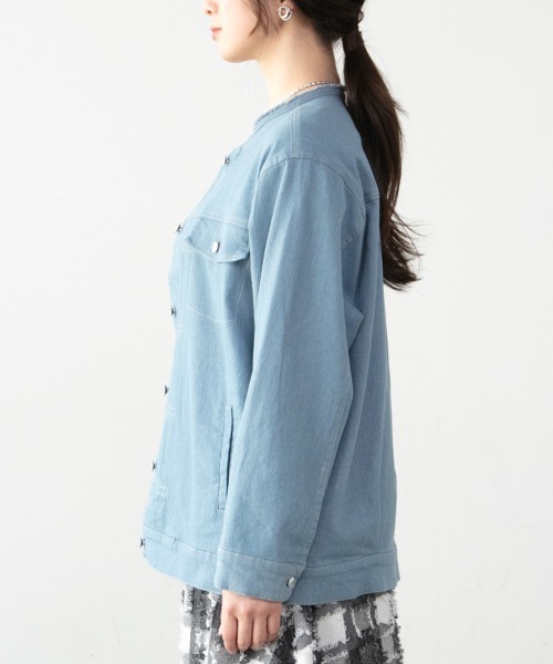 M.deux（エムドゥ）の「◎ストレッチデニムジャケット◎（デニムジャケット・レディース・オフホワイト/サックスブルー・MEDIUM）」の11枚目の写真