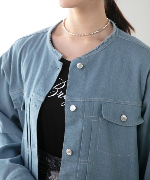 M.deux（エムドゥ）の「◎ストレッチデニムジャケット◎（デニムジャケット・レディース・オフホワイト/サックスブルー・MEDIUM）」の9枚目の写真