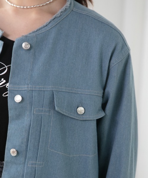 M.deux（エムドゥ）の「◎ストレッチデニムジャケット◎（デニムジャケット・レディース・オフホワイト/サックスブルー・MEDIUM）」の7枚目の写真