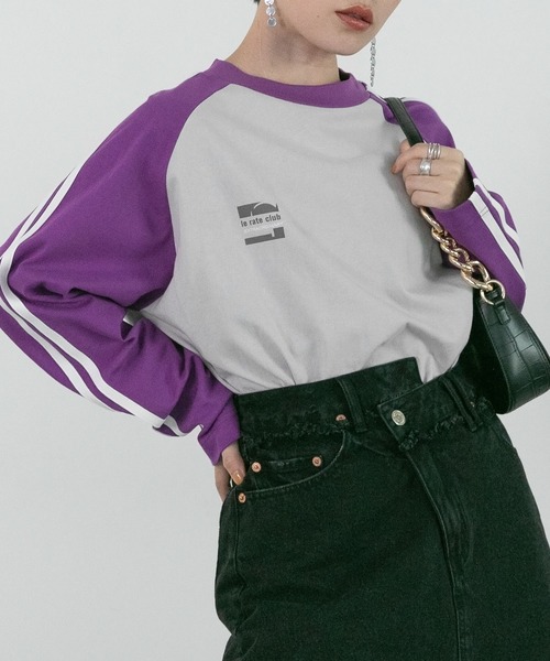 RAGEBLUE（レイジブルー）の「サイドライン/配色ラグラントラックロンT（Tシャツ/カットソー・レディース・ブラック/グレー/ホワイト・FREE）」の21枚目の写真