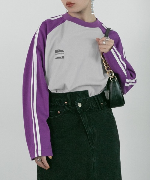 RAGEBLUE（レイジブルー）の「サイドライン/配色ラグラントラックロンT（Tシャツ/カットソー・レディース・ブラック/グレー/ホワイト・FREE）」の7枚目の写真