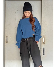 切替ダメージスウェットトップス